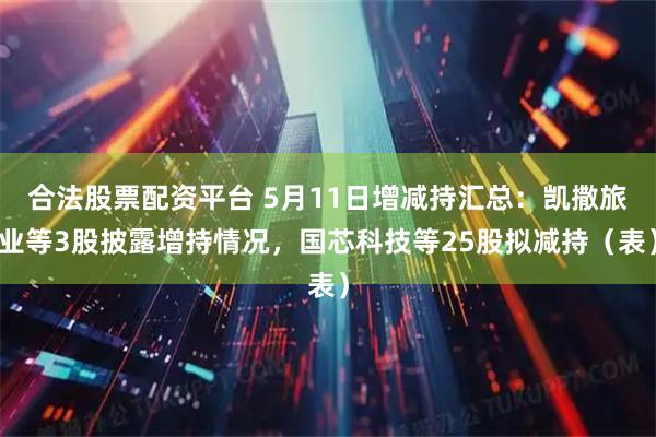 合法股票配资平台 5月11日增减持汇总：凯撒旅业等3股披露增持情况，国芯科技等25股拟减持（表）